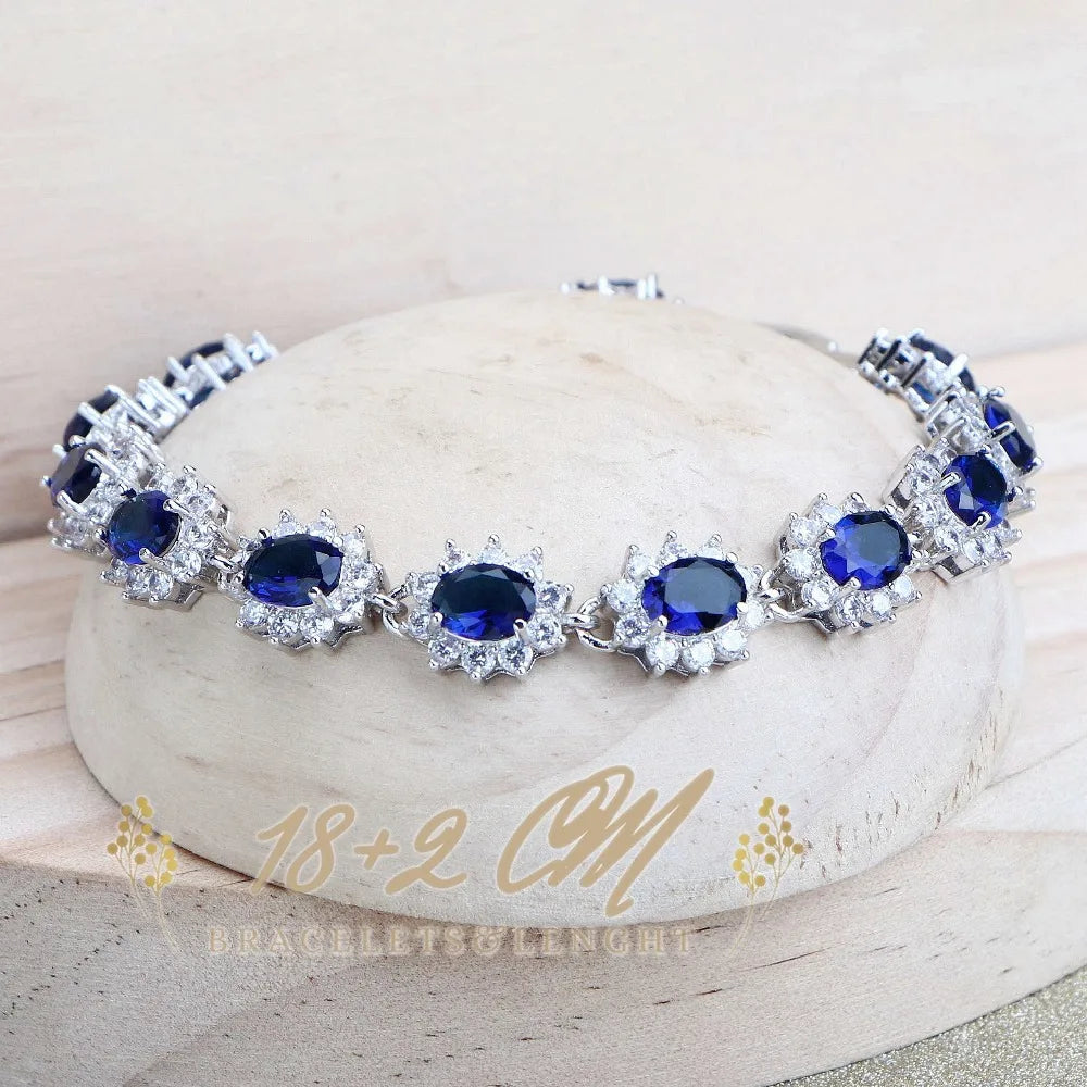 Sterling Silver Zircon Bridal Jewelry Set | Necklace, Earrings, Ring & Bracelet | Free Jewelry Box