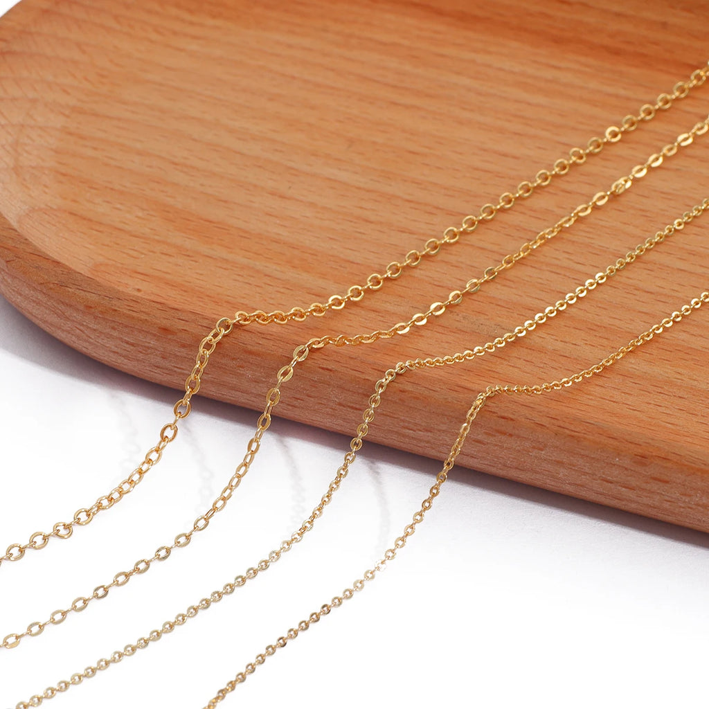 18K Gold Plated Copper O-Shape Fine Chain for DIY Jewelry Making – 1 Meter Necklace & Body Chain Supply