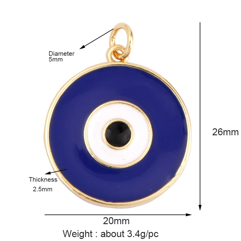 Evil Eye Charm Pendant – 18K Gold Plated CZ Cubic Zirconia | Necklace & Bracelet Jewelry Making