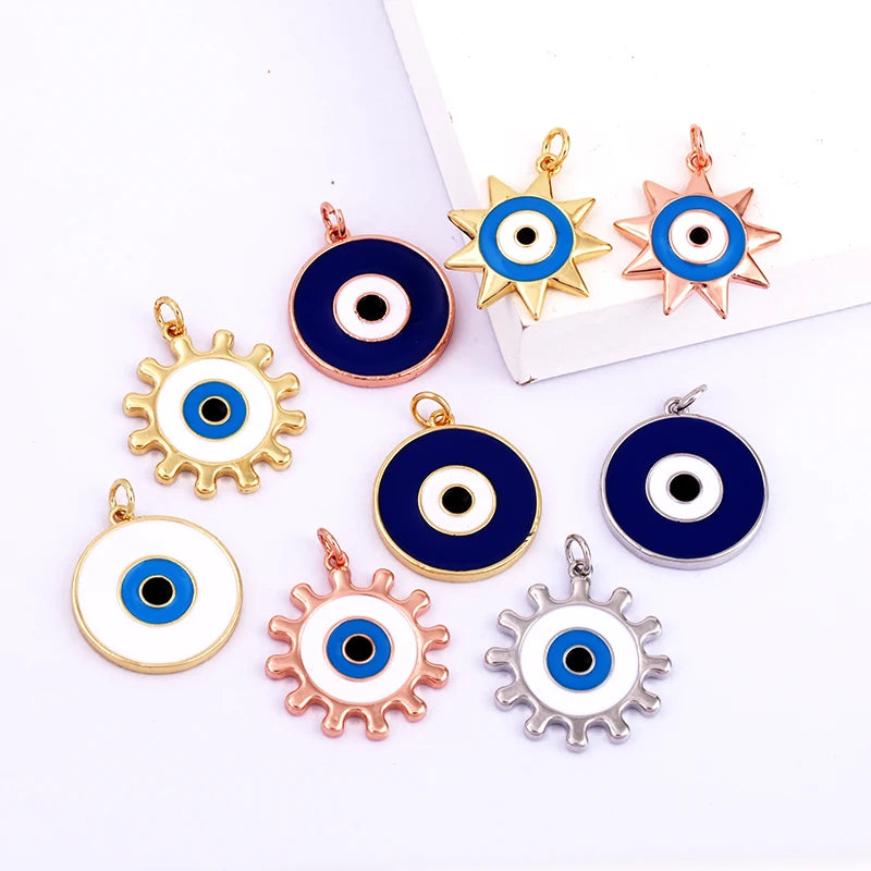 Evil Eye Charm Pendant – 18K Gold Plated CZ Cubic Zirconia | Necklace & Bracelet Jewelry Making