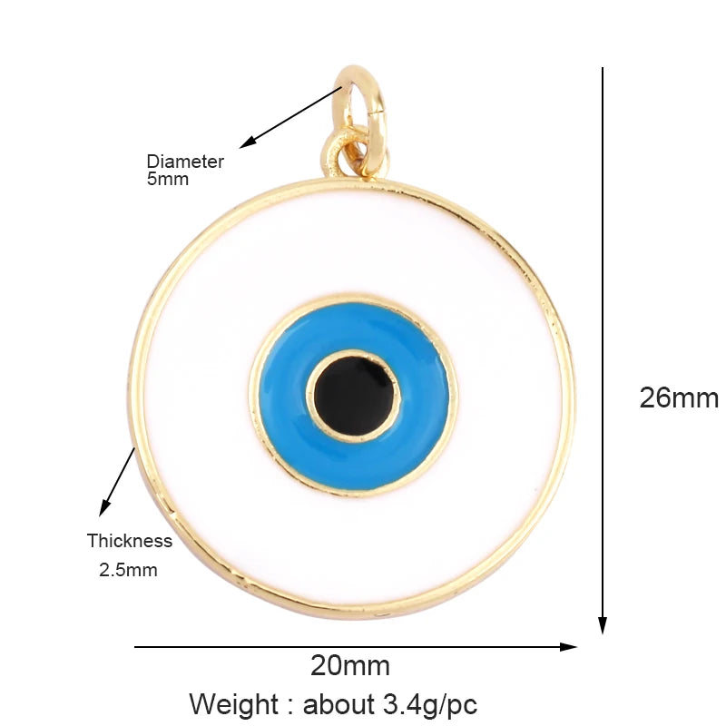Evil Eye Charm Pendant – 18K Gold Plated CZ Cubic Zirconia | Necklace & Bracelet Jewelry Making