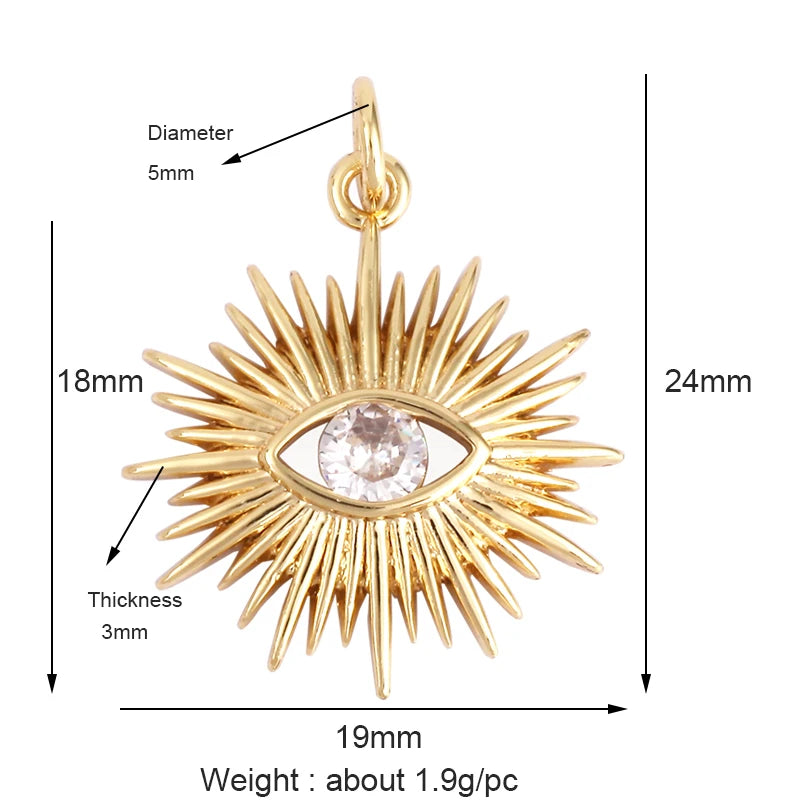 Evil Eye Charm Pendant – 18K Gold Plated CZ Cubic Zirconia | Necklace & Bracelet Jewelry Making
