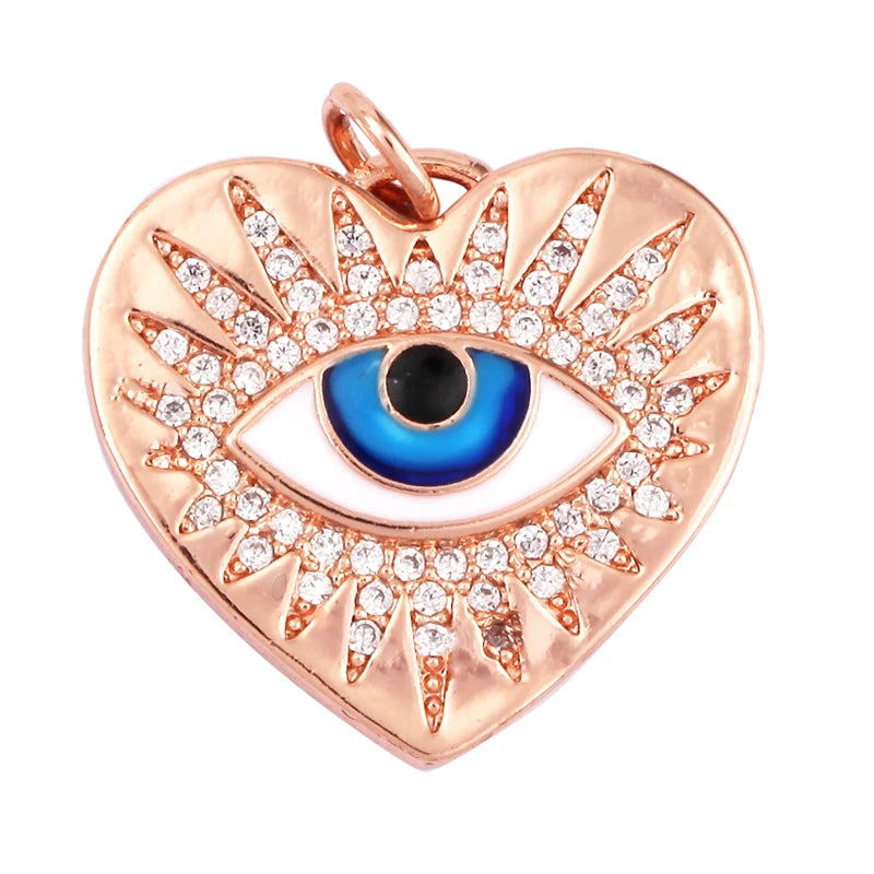 Evil Eye Charm Pendant – 18K Gold Plated CZ Cubic Zirconia | Necklace & Bracelet Jewelry Making