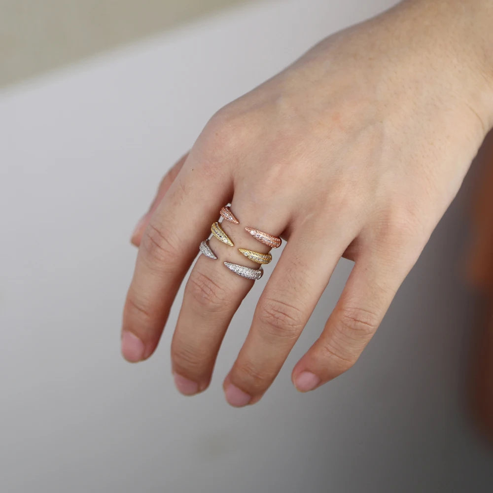 AAA Cubic Zirconia Adjustable Ring | 18K Gold Plated | Rose Gold, Gold & Platinum | Women's Fashion Jewelry
