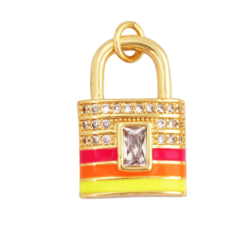 18K Gold Plated Rainbow Enamel Charm Pendant for DIY Jewelry Making – Necklace & Bracelet Findings
