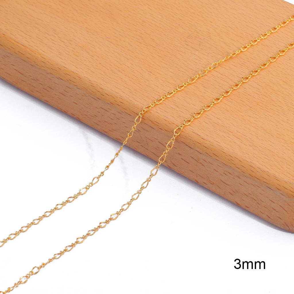 18K Gold Plated Copper O-Shape Fine Chain for DIY Jewelry Making – 1 Meter Necklace & Body Chain Supply