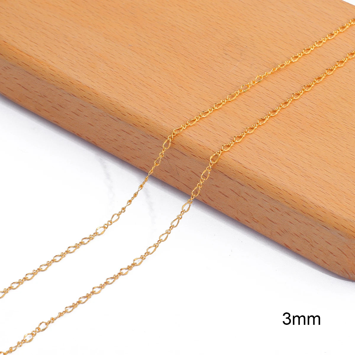 18K Gold Plated Copper O-Shape Fine Chain for DIY Jewelry Making – 1 Meter Necklace & Body Chain Supply