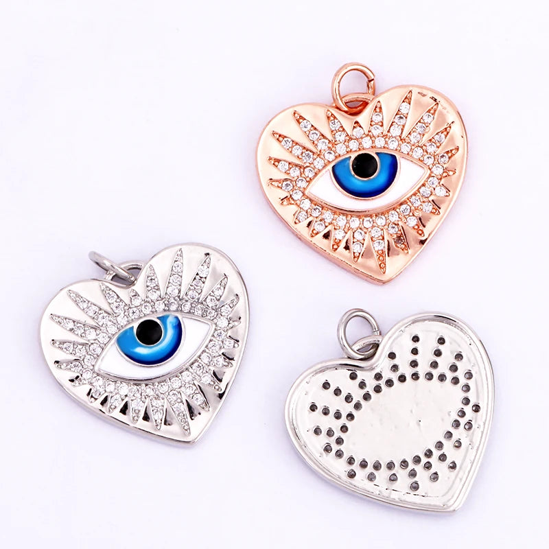 Evil Eye Charm Pendant – 18K Gold Plated CZ Cubic Zirconia | Necklace & Bracelet Jewelry Making