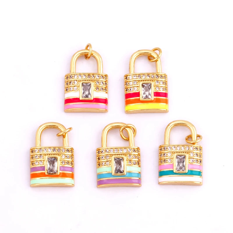 18K Gold Plated Rainbow Enamel Charm Pendant for DIY Jewelry Making – Necklace & Bracelet Findings