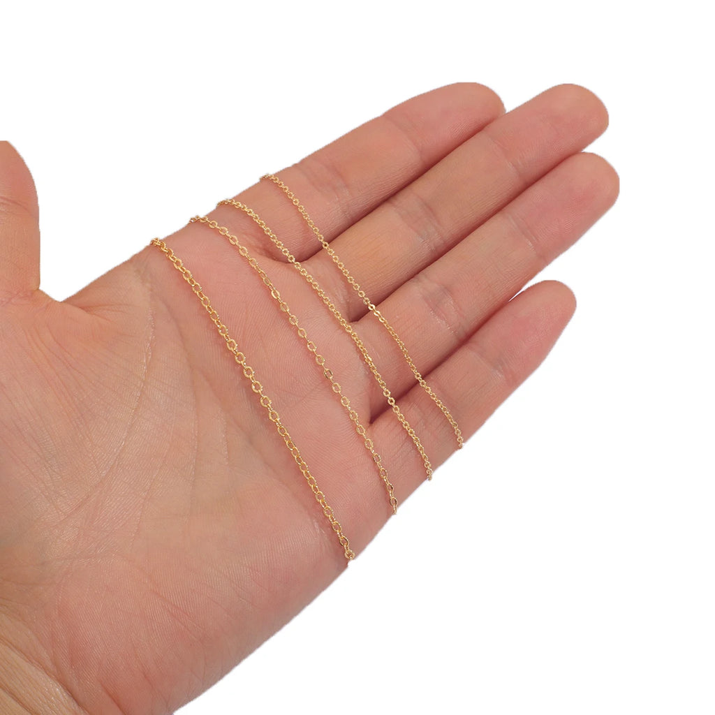 18K Gold Plated Copper O-Shape Fine Chain for DIY Jewelry Making – 1 Meter Necklace & Body Chain Supply