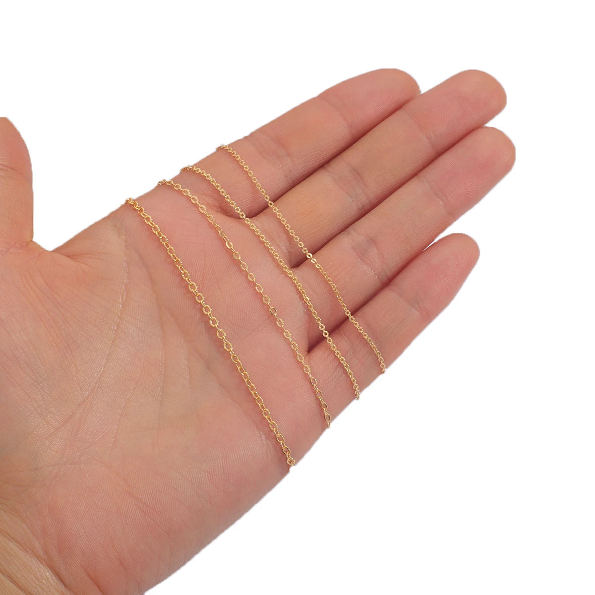 18K Gold Plated Copper O-Shape Fine Chain for DIY Jewelry Making – 1 Meter Necklace & Body Chain Supply