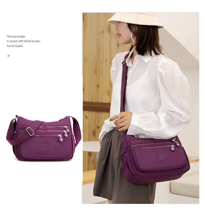 Nylon Multi-Layer Shoulder Bag – Lightweight Crossbody with Large Capacity