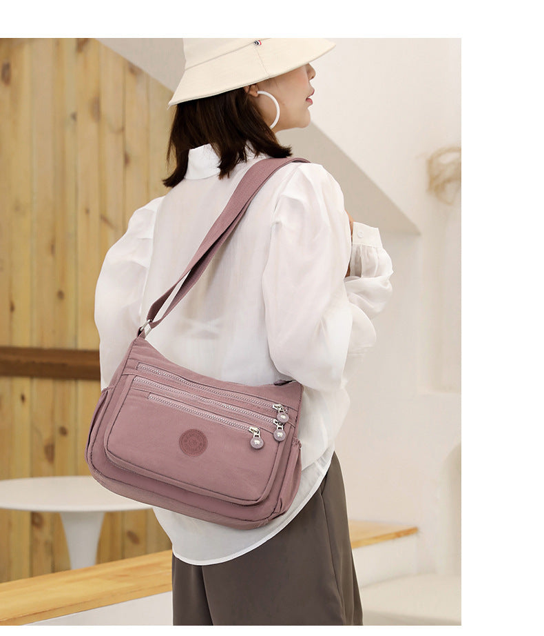 Nylon Multi-Layer Shoulder Bag – Lightweight Crossbody with Large Capacity
