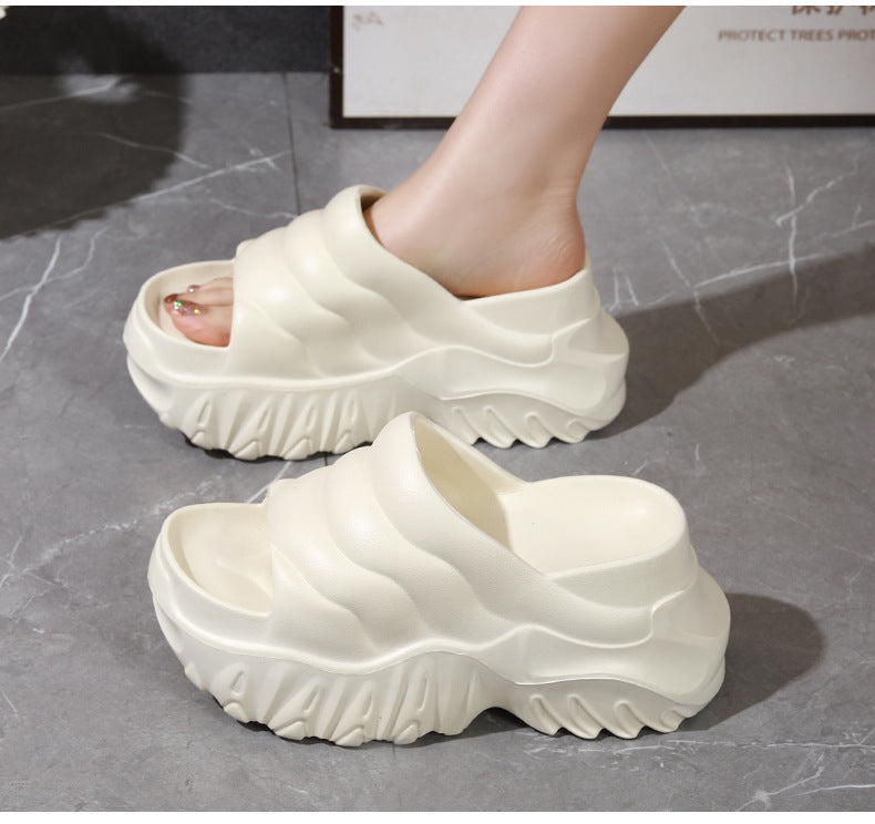 Thick Sole Wedge Slippers | Height-Boosting EVA Platform Slides | Korean Style | 3 Colors
