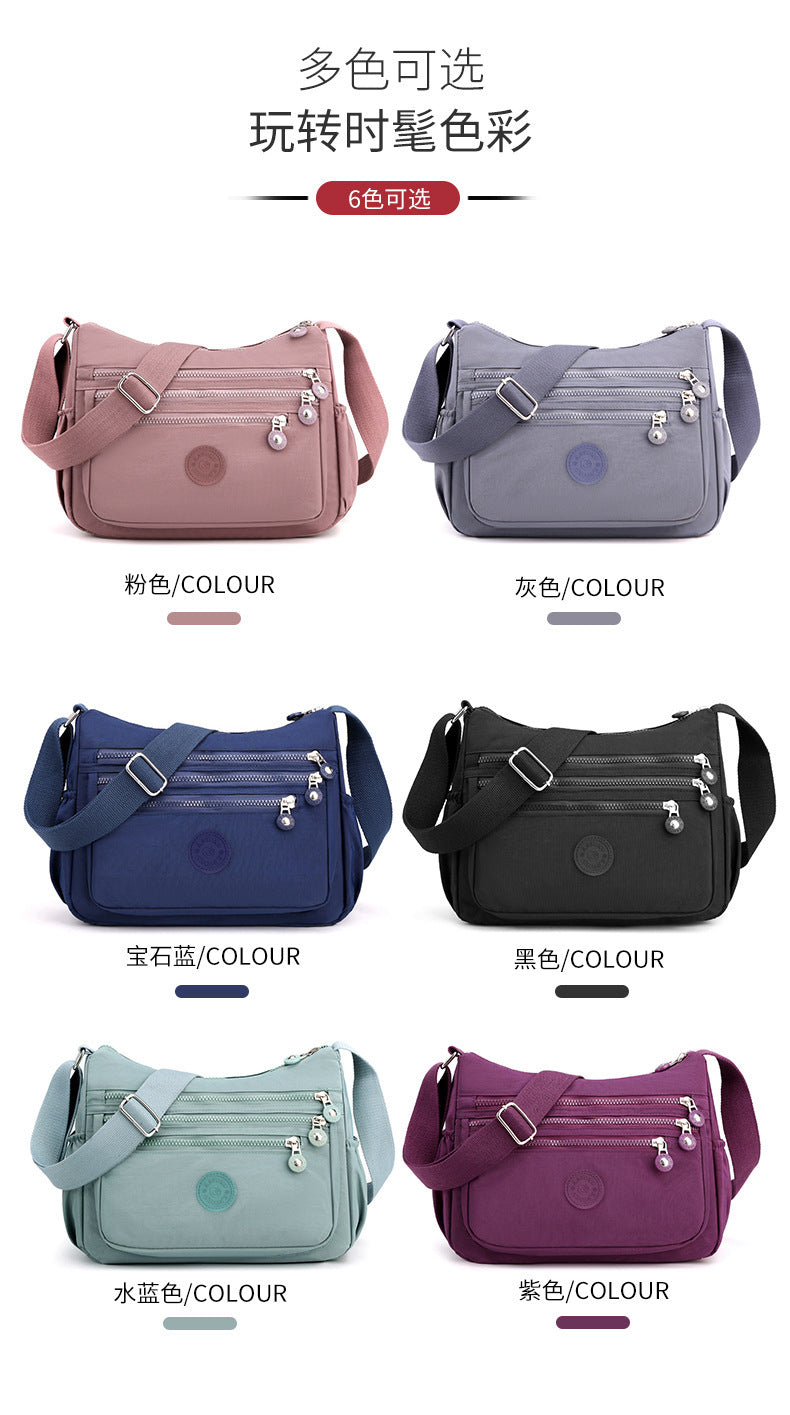 Nylon Multi-Layer Shoulder Bag – Lightweight Crossbody with Large Capacity