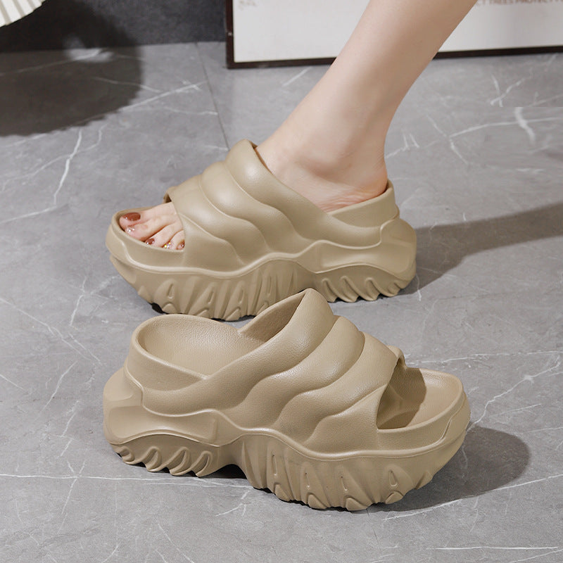 Thick Sole Wedge Slippers | Height-Boosting EVA Platform Slides | Korean Style | 3 Colors
