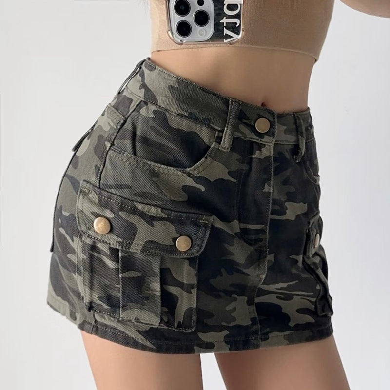Women's High Waist Denim Mini Skirt – A-Line Pocket Skirt | Retro Hot Girl Style
