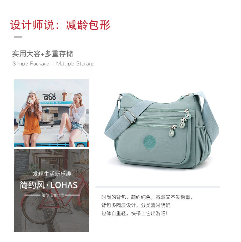Nylon Multi-Layer Shoulder Bag – Lightweight Crossbody with Large Capacity