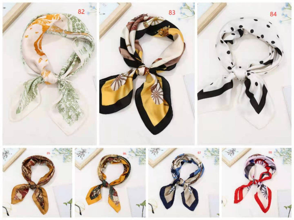 Korean Silk Square Scarf 70×70 cm – Retro Printed Women's Fashion Scarf