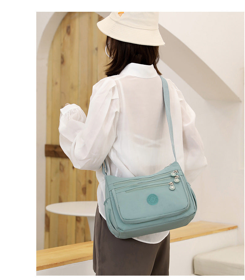 Nylon Multi-Layer Shoulder Bag – Lightweight Crossbody with Large Capacity