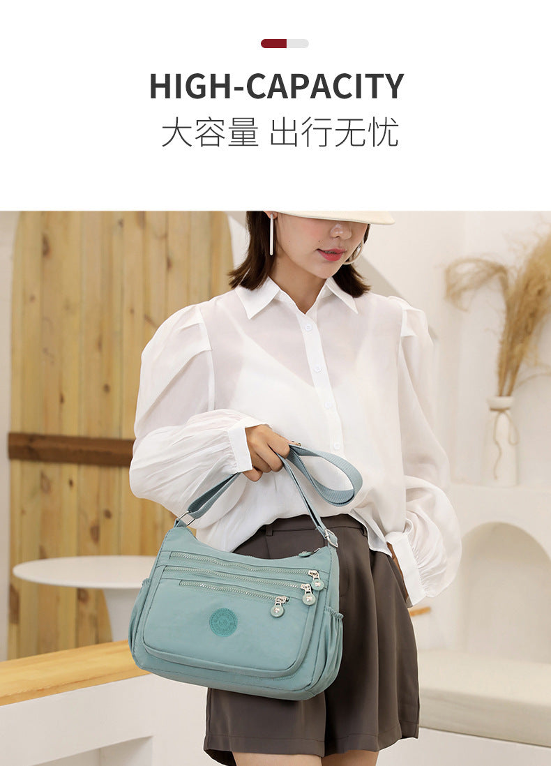 Nylon Multi-Layer Shoulder Bag – Lightweight Crossbody with Large Capacity