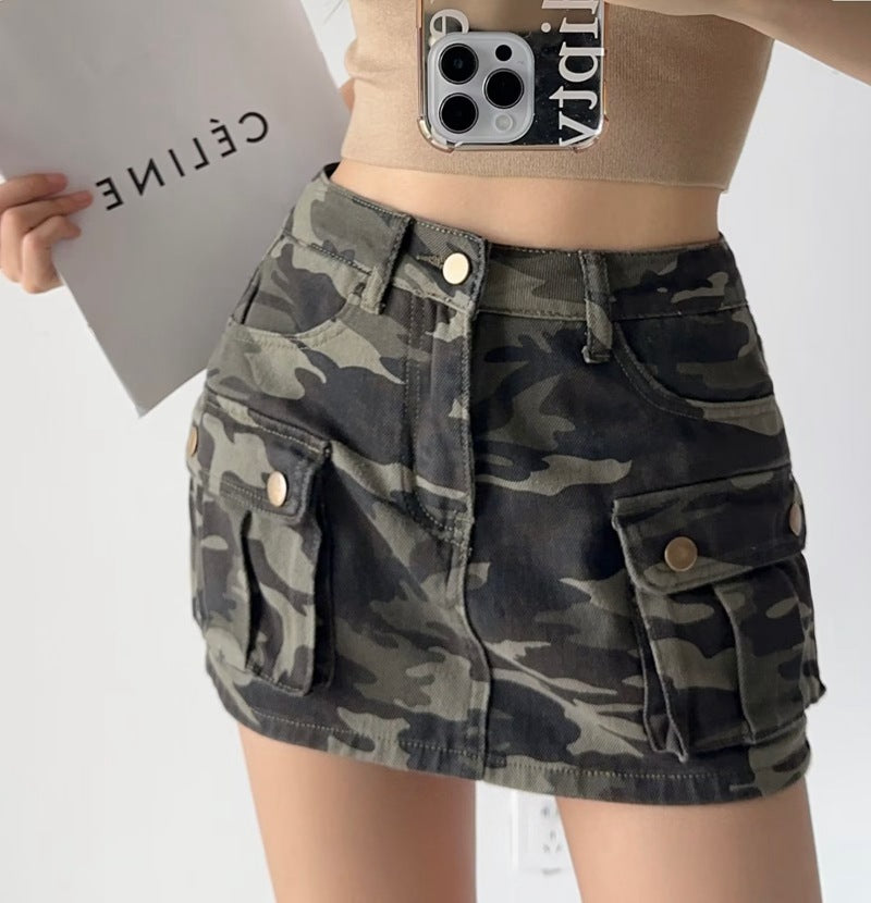 Women's High Waist Denim Mini Skirt – A-Line Pocket Skirt | Retro Hot Girl Style