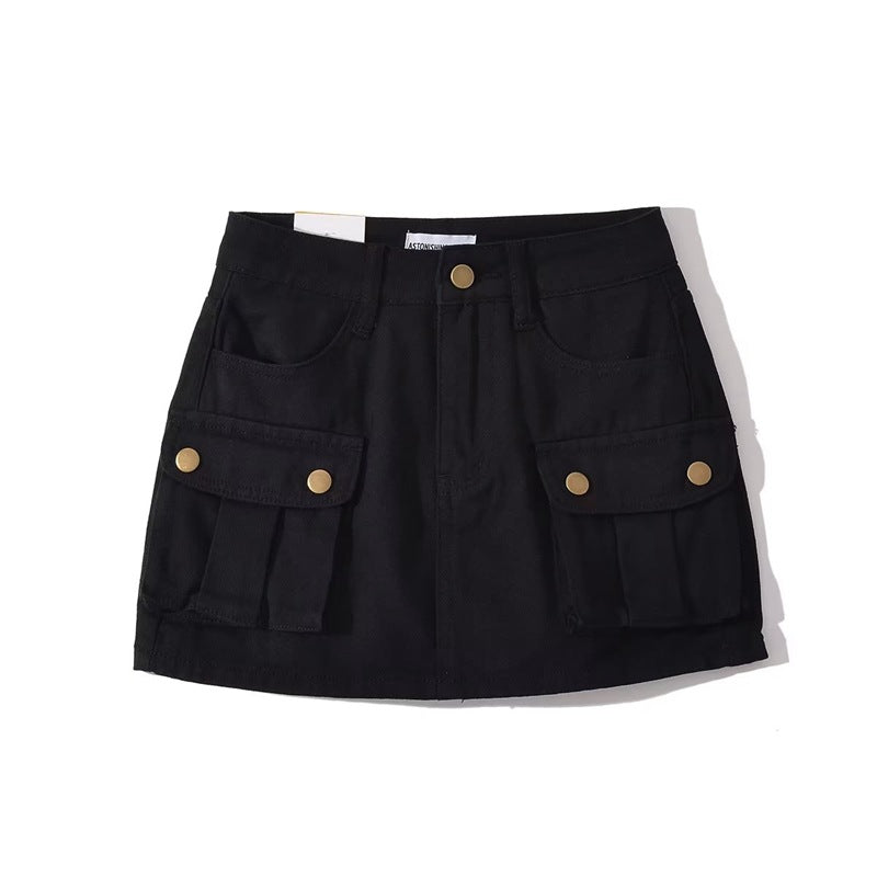 Women's High Waist Denim Mini Skirt – A-Line Pocket Skirt | Retro Hot Girl Style