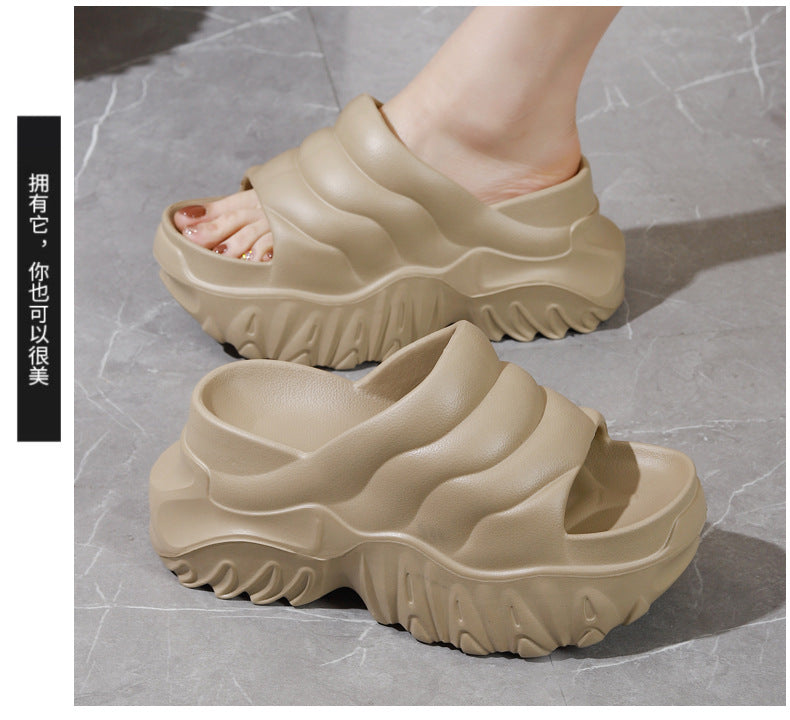 Thick Sole Wedge Slippers | Height-Boosting EVA Platform Slides | Korean Style | 3 Colors