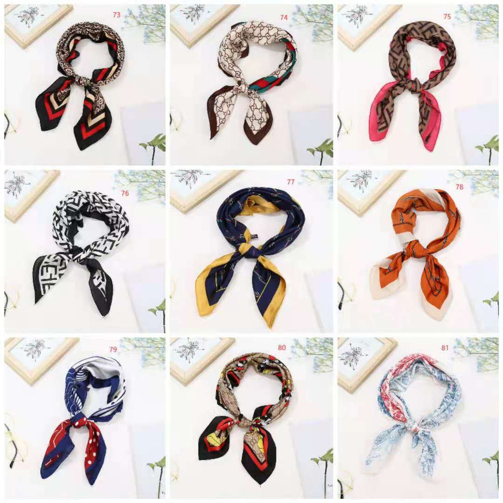 Korean Silk Square Scarf 70×70 cm – Retro Printed Women's Fashion Scarf