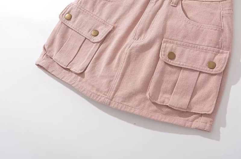 Women's High Waist Denim Mini Skirt – A-Line Pocket Skirt | Retro Hot Girl Style