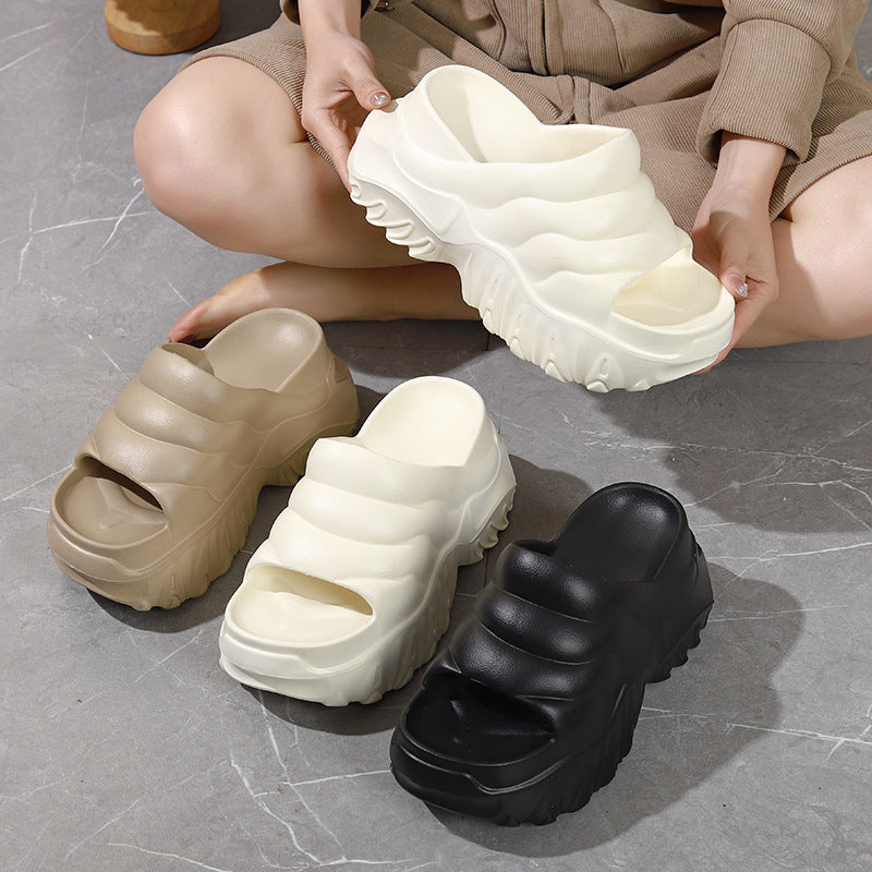 Thick Sole Wedge Slippers | Height-Boosting EVA Platform Slides | Korean Style | 3 Colors