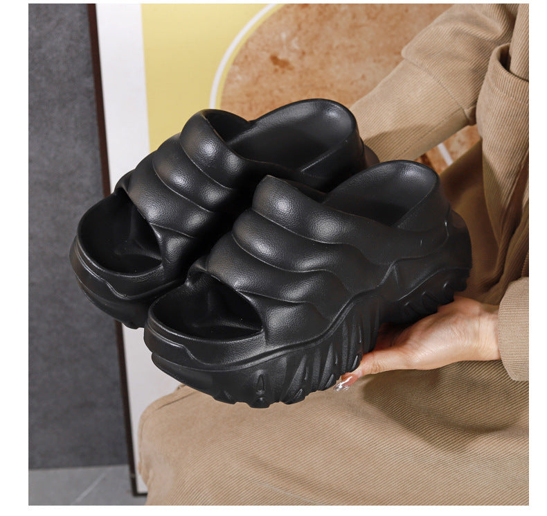 Thick Sole Wedge Slippers | Height-Boosting EVA Platform Slides | Korean Style | 3 Colors