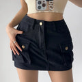 Women's High Waist Denim Mini Skirt – A-Line Pocket Skirt | Retro Hot Girl Style