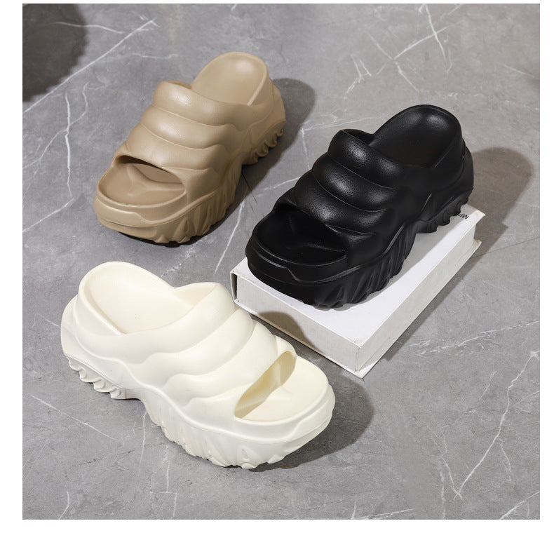 Thick Sole Wedge Slippers | Height-Boosting EVA Platform Slides | Korean Style | 3 Colors
