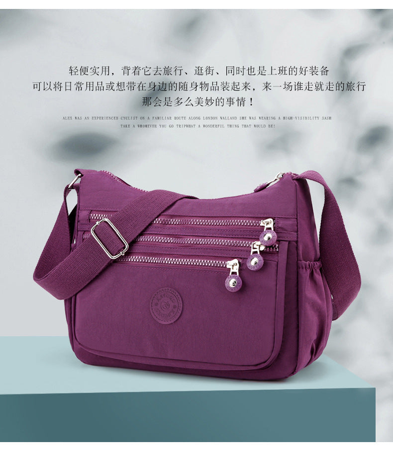 Nylon Multi-Layer Shoulder Bag – Lightweight Crossbody with Large Capacity