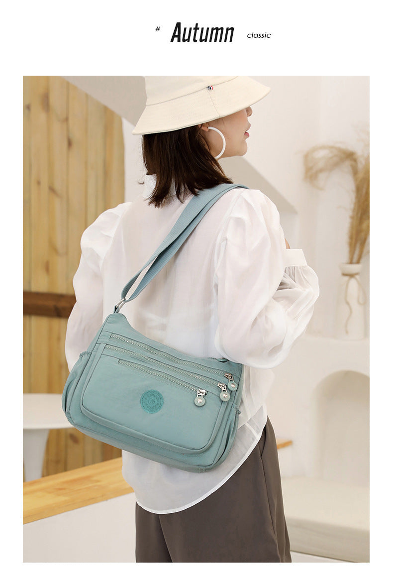 Nylon Multi-Layer Shoulder Bag – Lightweight Crossbody with Large Capacity