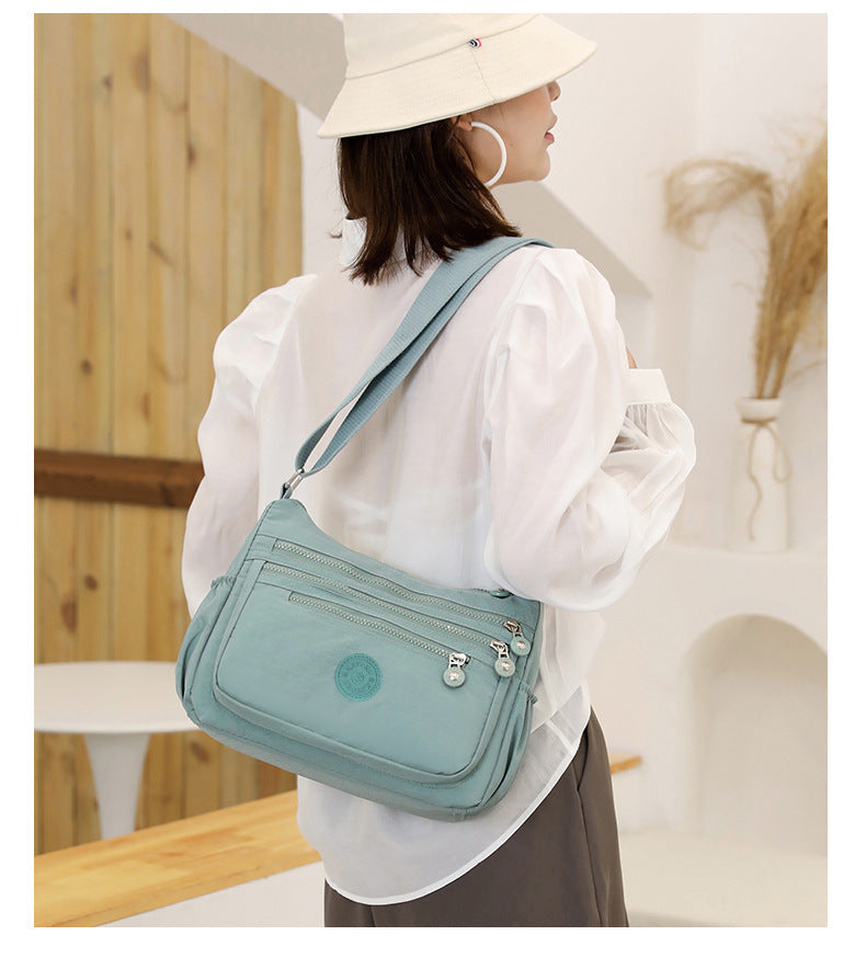 Nylon Multi-Layer Shoulder Bag – Lightweight Crossbody with Large Capacity