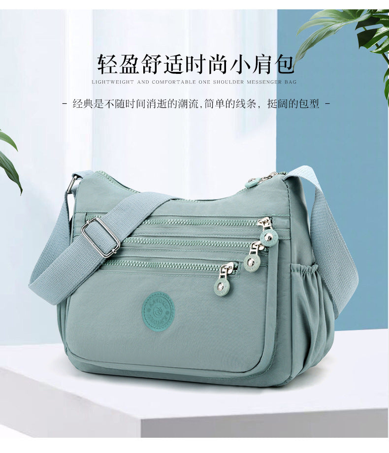 Nylon Multi-Layer Shoulder Bag – Lightweight Crossbody with Large Capacity