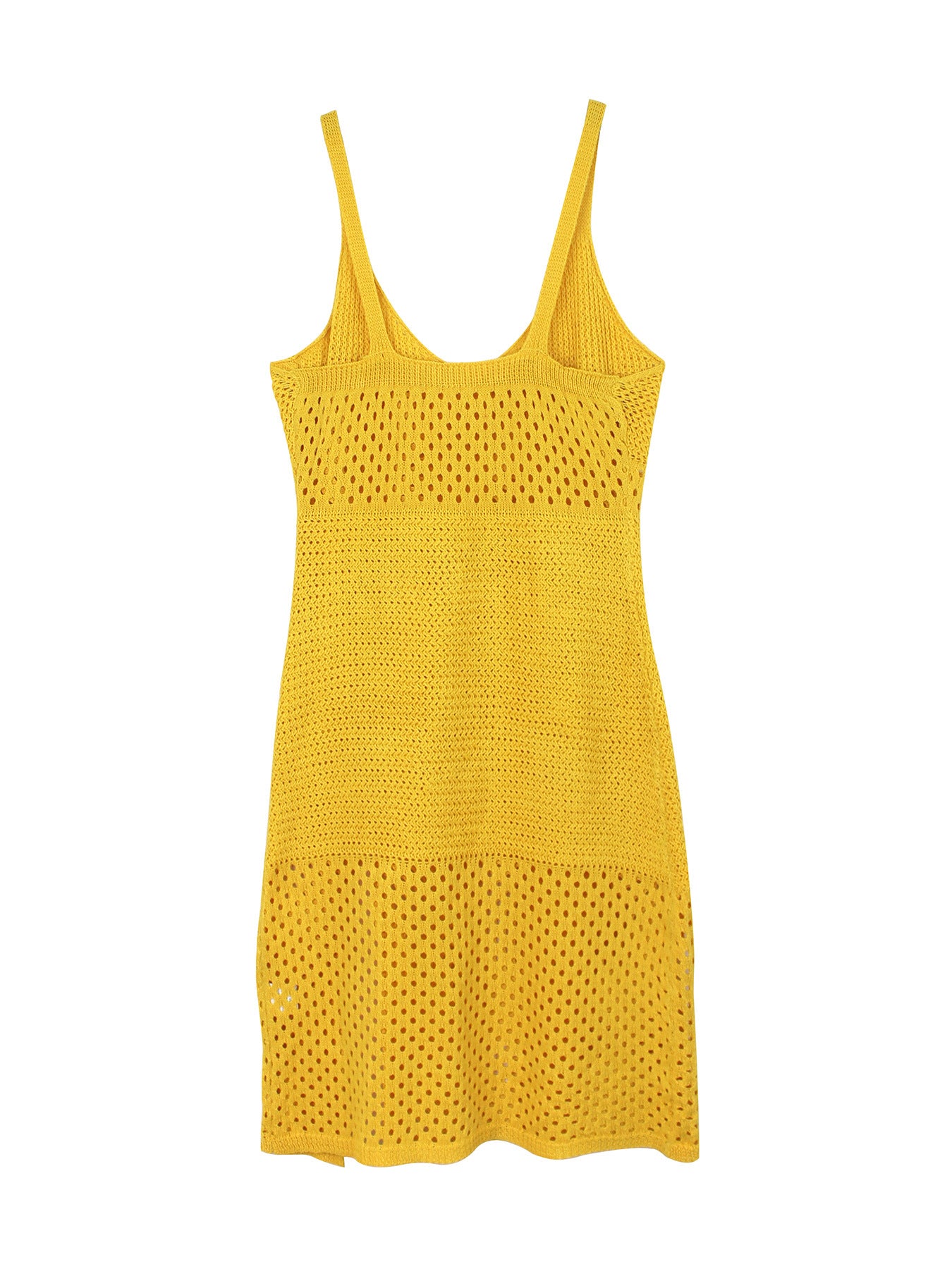 Women's Hollow-Out Knit Maxi Dress | V-Neck Sleeveless Slit Summer Dress