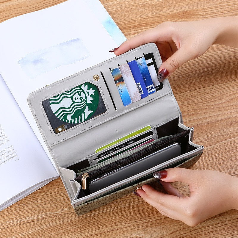 Women's Long Wallet – Foldable Multi-Functional Clutch with Card Holder