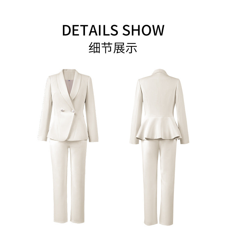 Women's Elegant Blazer Suit – Business Wear Jacket & Trousers Set | Black, Red & Apricot | 2024