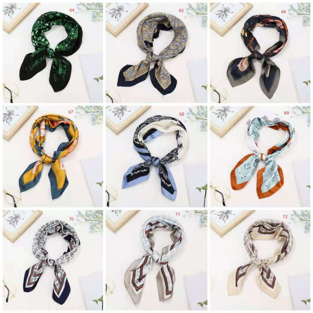 Korean Silk Square Scarf 70×70 cm – Retro Printed Women's Fashion Scarf