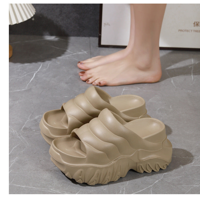 Thick Sole Wedge Slippers | Height-Boosting EVA Platform Slides | Korean Style | 3 Colors
