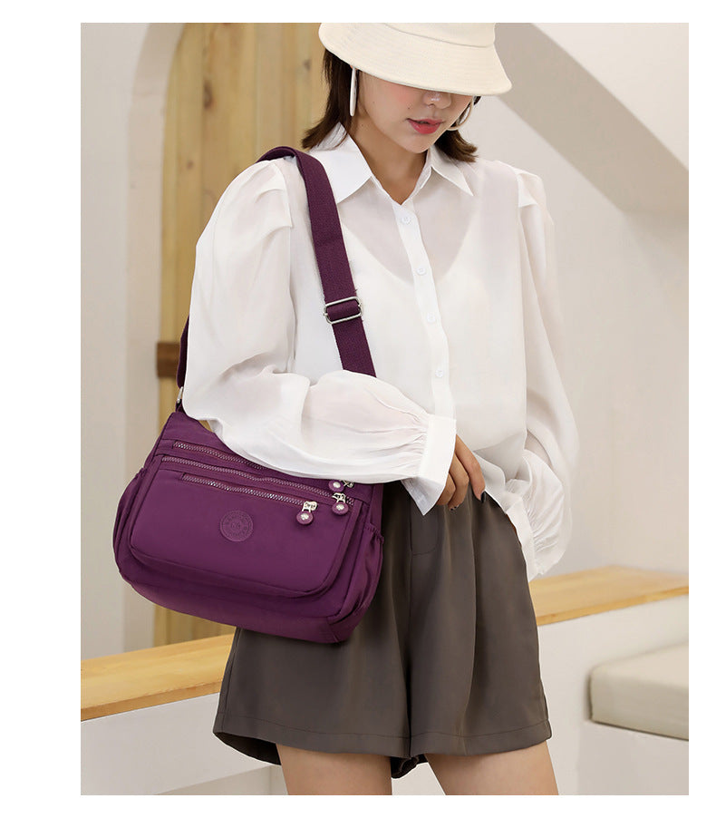 Nylon Multi-Layer Shoulder Bag – Lightweight Crossbody with Large Capacity