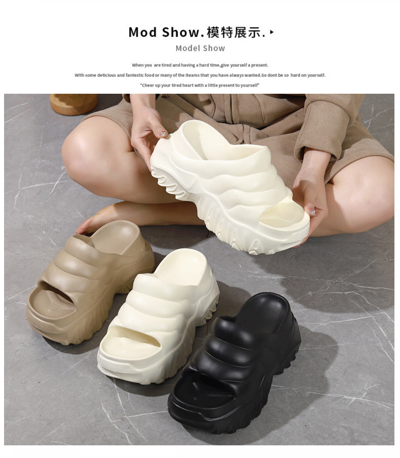 Thick Sole Wedge Slippers | Height-Boosting EVA Platform Slides | Korean Style | 3 Colors
