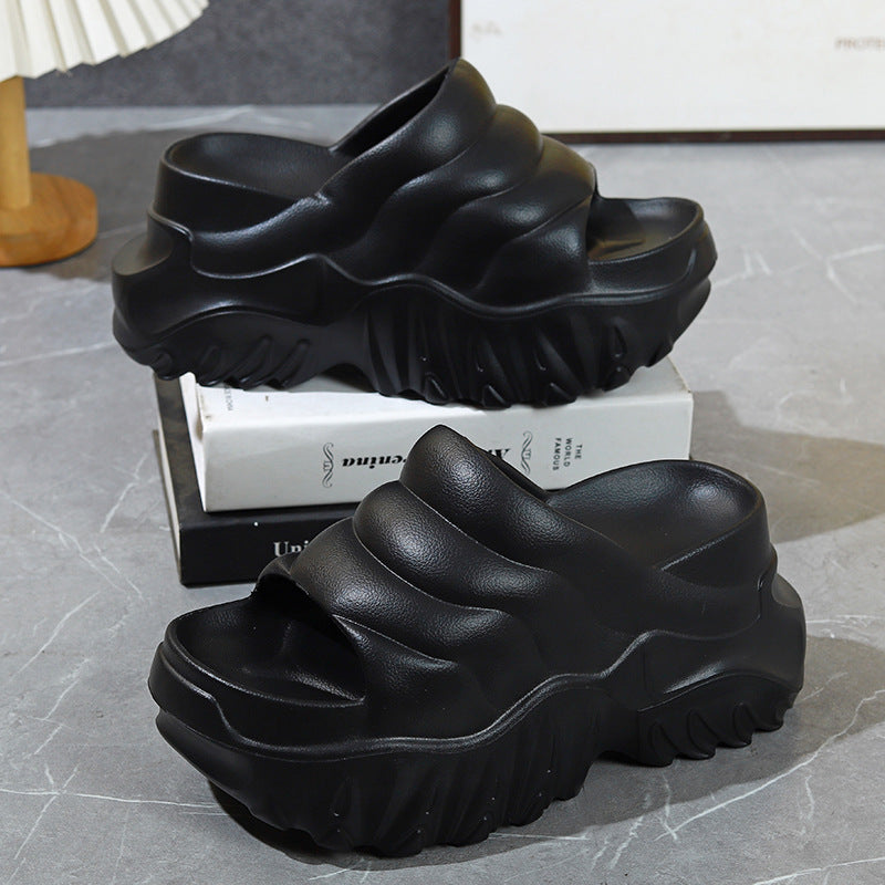 Thick Sole Wedge Slippers | Height-Boosting EVA Platform Slides | Korean Style | 3 Colors