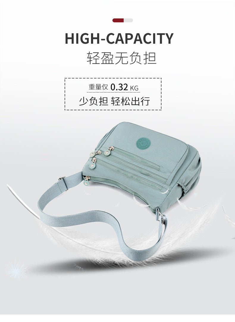Nylon Multi-Layer Shoulder Bag – Lightweight Crossbody with Large Capacity