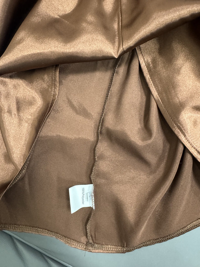 Women's Satin V-Neck Long Sleeve Shirt | Elegant Blouse Top