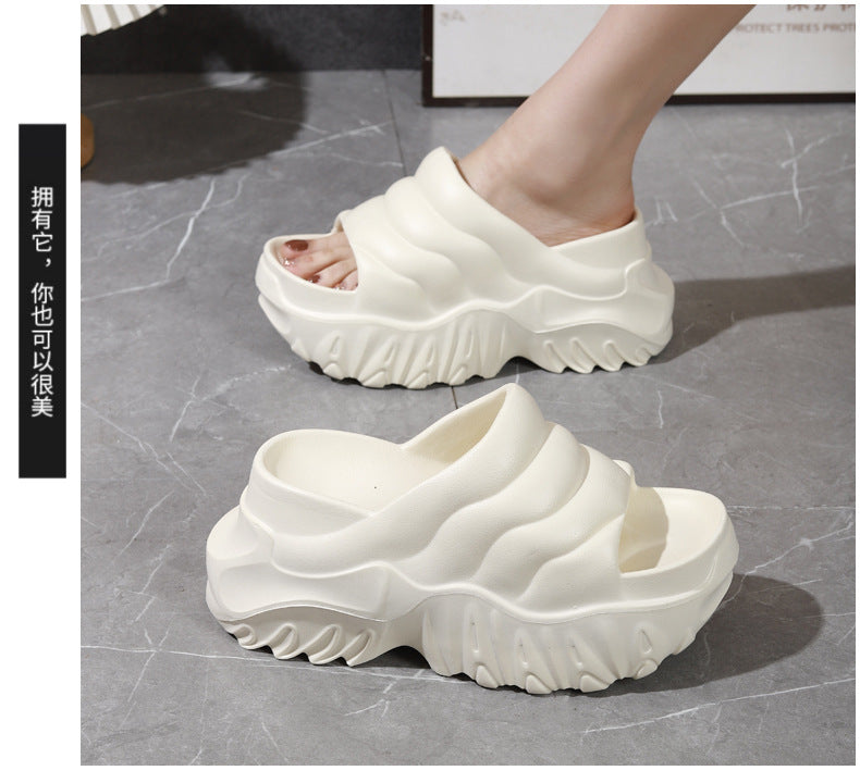 Thick Sole Wedge Slippers | Height-Boosting EVA Platform Slides | Korean Style | 3 Colors