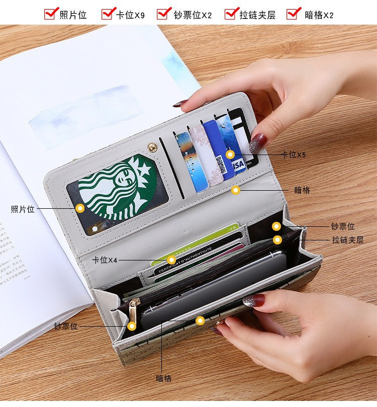 Women's Long Wallet – Foldable Multi-Functional Clutch with Card Holder